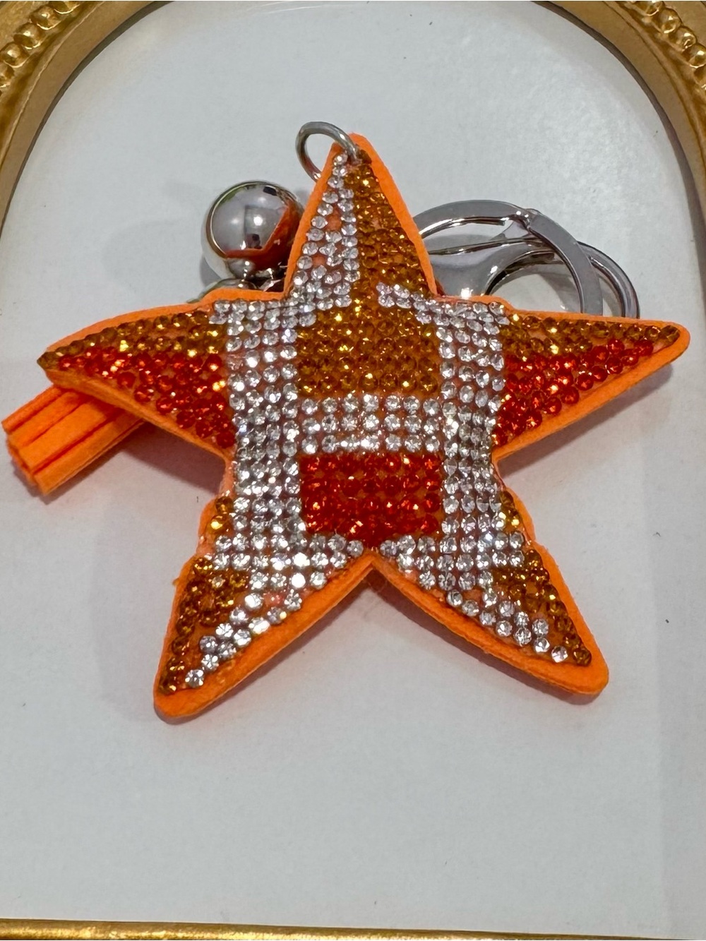 New Sparkling Orange "H" Star Keychain/Bag Charm